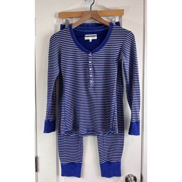Victoria's Secret Women's Pajama Set Blue Lavender White Metallic Stripe Size XS - Picture 1 of 12